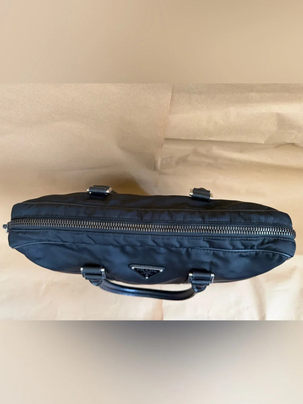 Prada Black Nylon Top-Handle Briefcase